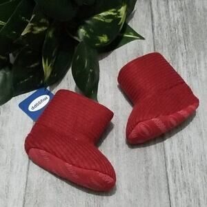 MYGGPP Red Nnit Faux Fur Baby Booties NEW Infant 0-6 Months